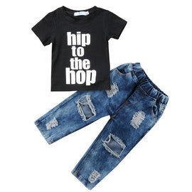 Kid Hip to the Hop Letters Clothes Sets Toddler