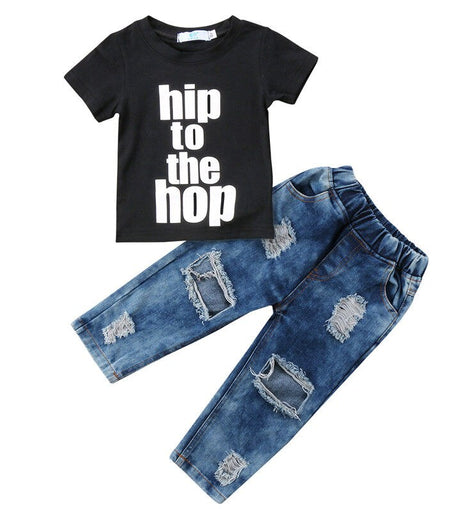 Kid Hip to the Hop Letters Clothes Sets Toddler